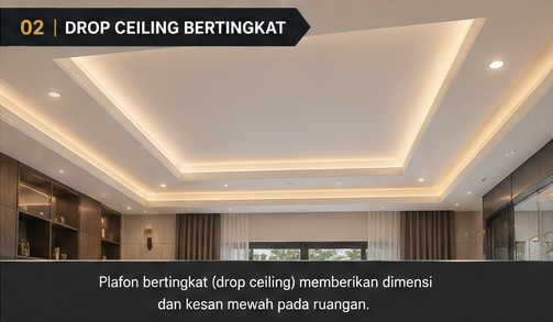 Portfolio Plafon Gypsun - Plafon Gypsum Drop Ceiling bertingkat